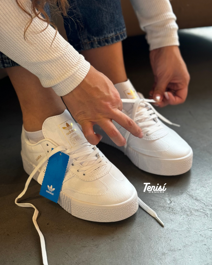 adidas Samba Plataform “Triple white” look 4