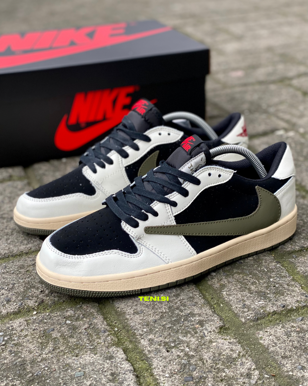 Air Jordan 1 Low X Travis scott Olive TENISI