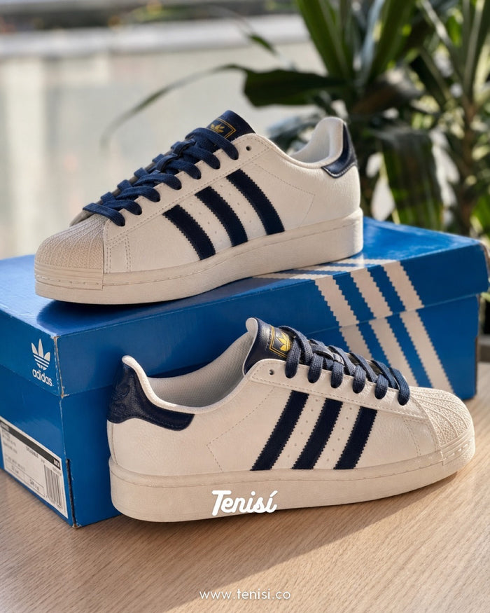 adidas Superstar White Navy look 2