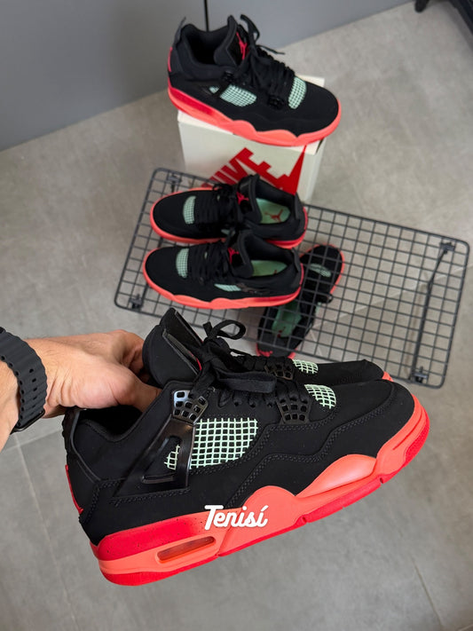 Air Jordan 4 Black Infrared - tenis negro y rojo para mujer TENISI