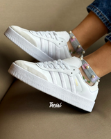 adidas Sambae “Triple White” vista 1