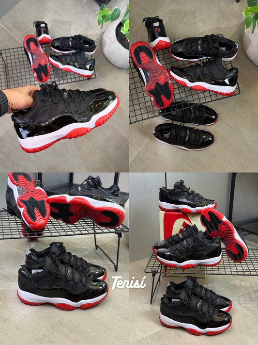 Air Jordan 11 Bred - tenis negro y rojo charol para mujer TENISI