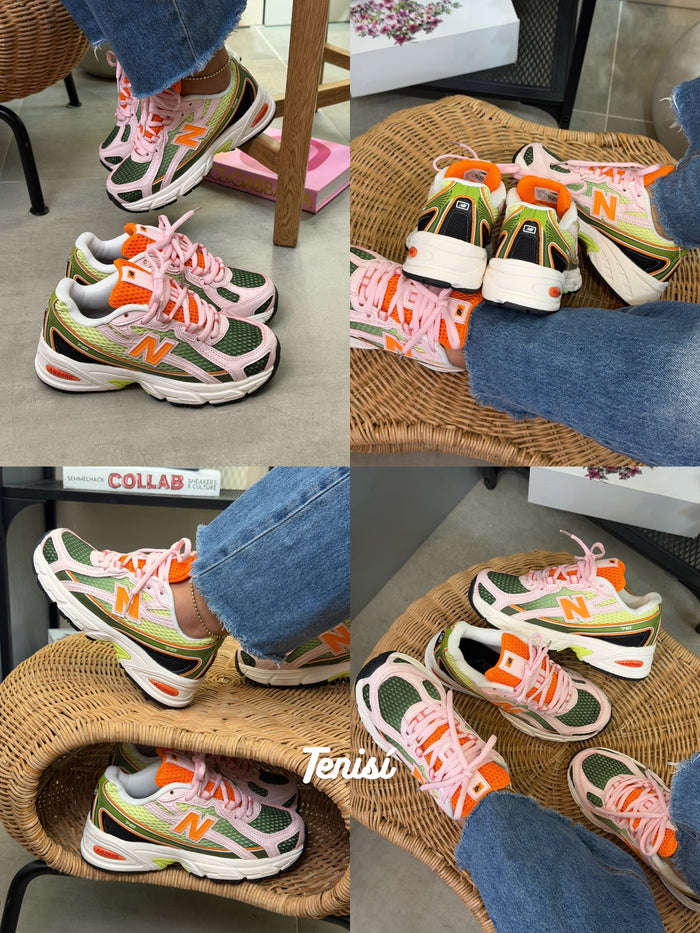 New Balance 530 Pink Green Orange look 1