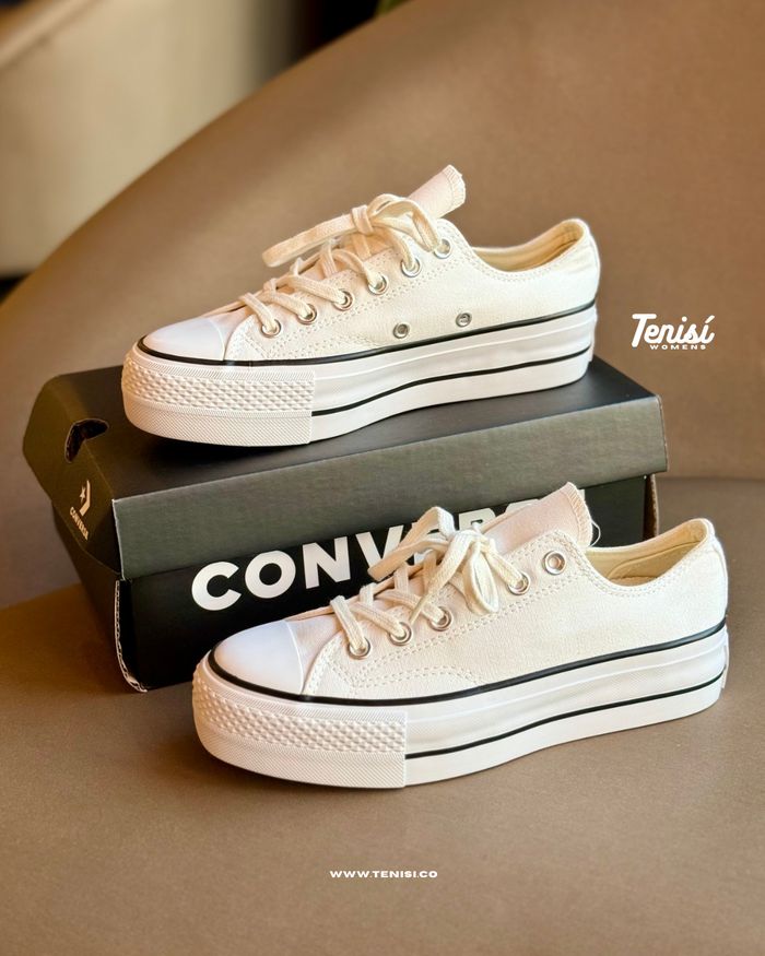 Converse Chuck Taylor Plataforma All Star Low “White” look 2