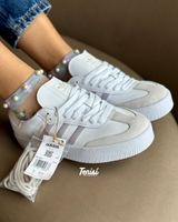 adidas Sambae “Triple White” vista 5