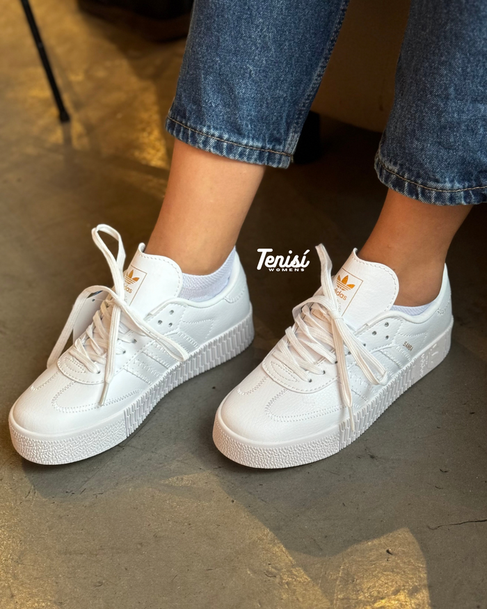 adidas Samba Plataform “Triple white” look 5