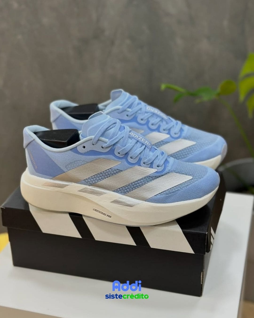 Adidas Adizero EVO SL Glow Blue vista lateral