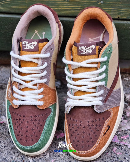 Air Jordan 1 Low Voodoo vista frontal con envío rápido
