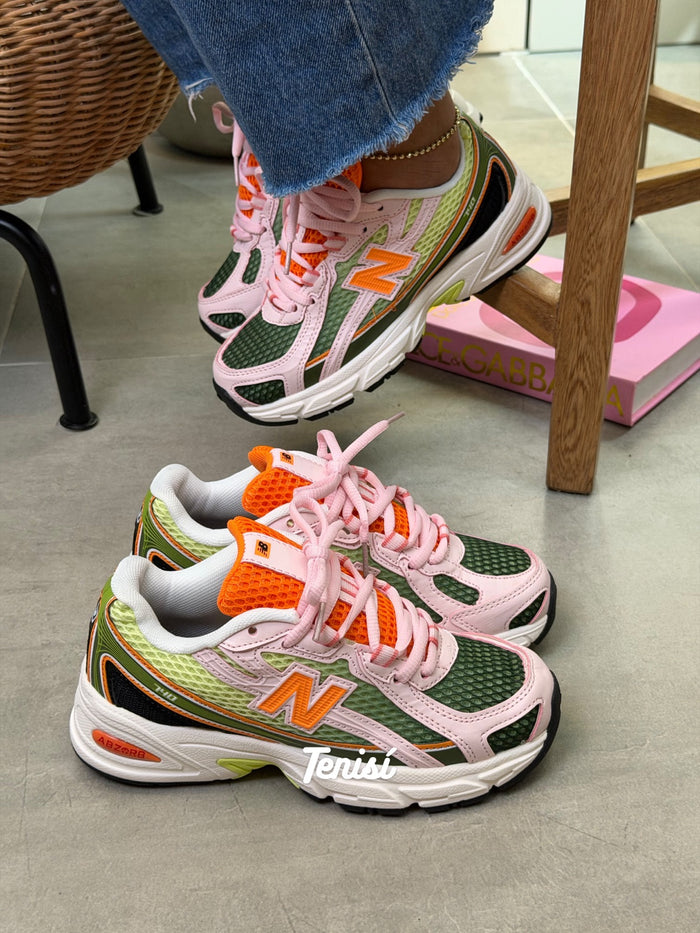 New Balance 530 Pink Green Orange look 2