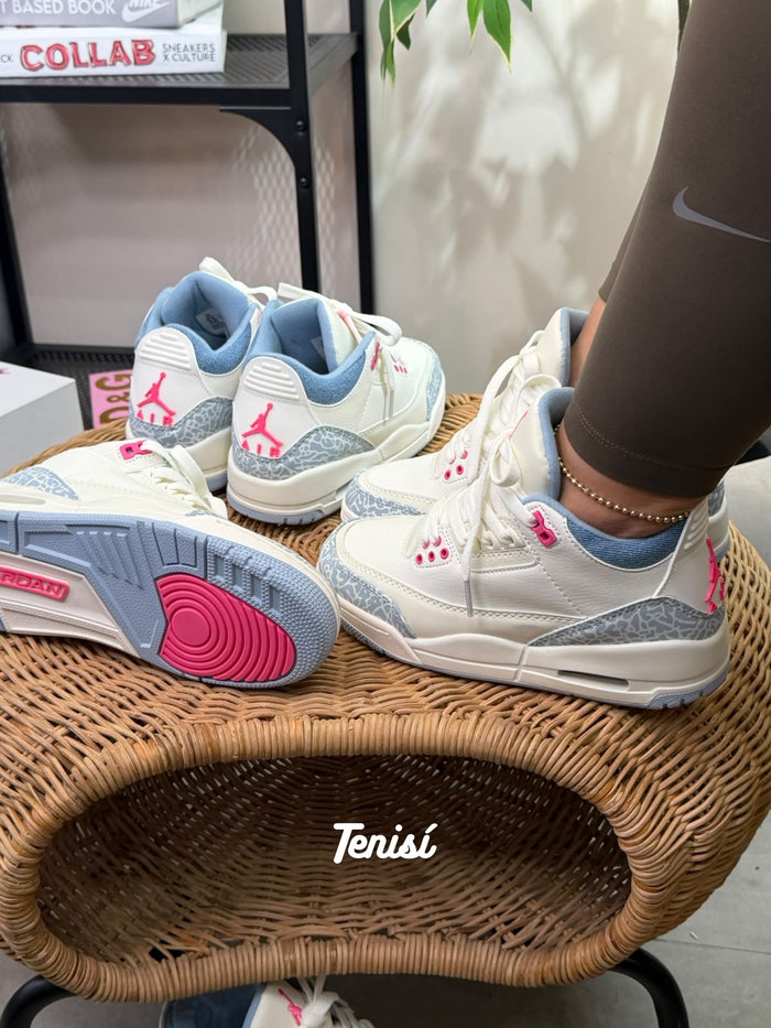 Air Jordan 3 White Denim Pink look 2