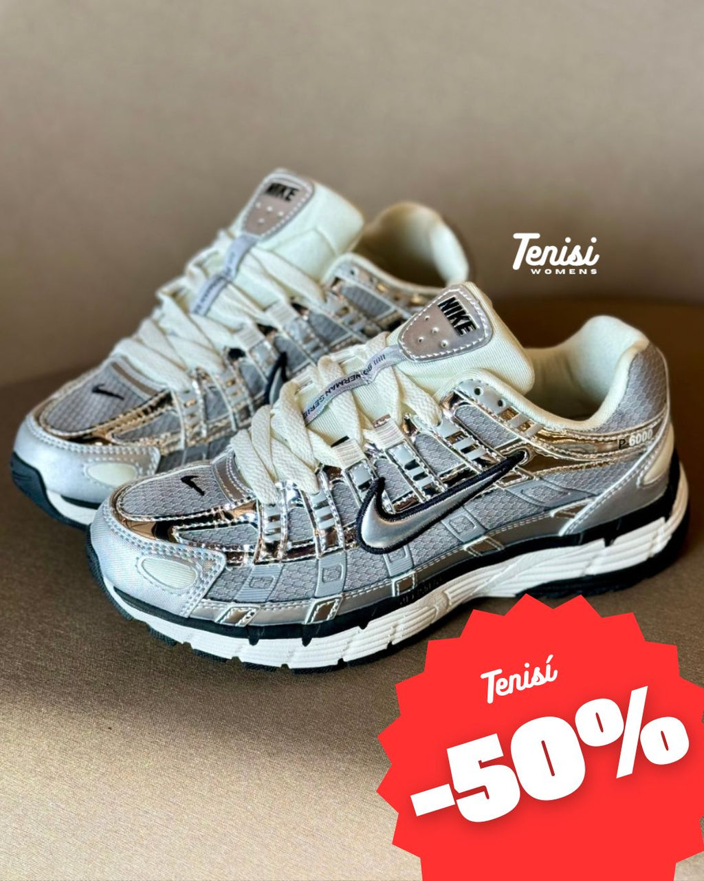 Nike P-6000 Silver vista lateral estilo retro running