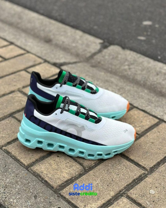 On-Running Cloudmonster Green vista lateral, cómodas y disponibles con pago contra entrega o crédito.