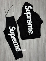 Supreme Big Logo Hooded Sweatshirt y Sweatpant “Negro” vista 1