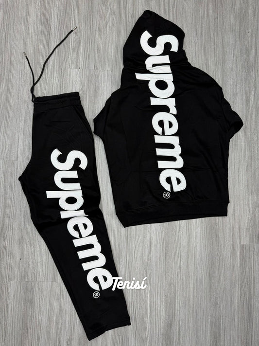Supreme Big Logo Hooded Sweatshirt y Sweatpant “Negro” foto 1 para hombre en Colombia - pago contra entrega TENISI