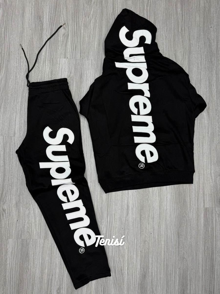 Supreme Big Logo Hooded Sweatshirt y Sweatpant “Negro” — pago contra entrega en Colombia